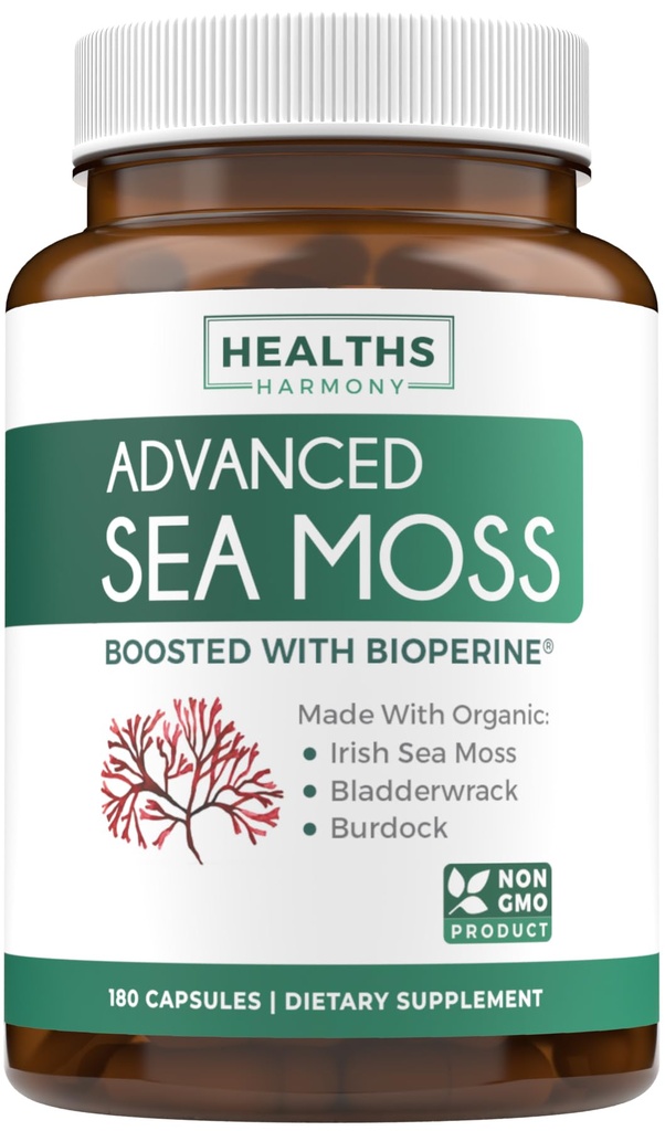 オーガニックアイリッシュ海苔カプセル - 有機海苔は、Bradderwrack Burdock Rootと強化吸収のための黒胡椒抽出物 - ビーガン非GMO&米国製(3ヶ月の供給)