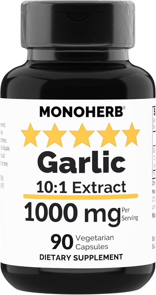 MONOHERBのニンニクのエキス1000のmg - 90のベジタリアンのカプセル