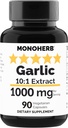 MONOHERBのニンニクのエキス1000のmg - 90のベジタリアンのカプセル