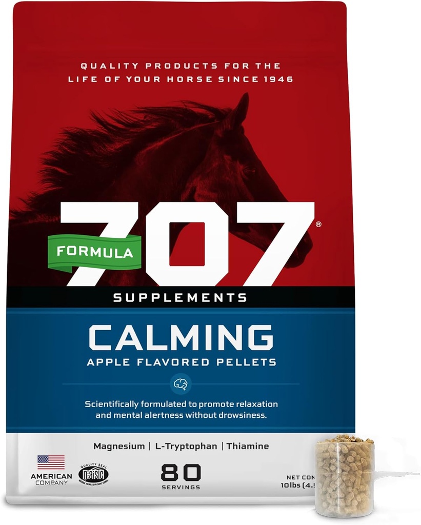 フォーミュラ707 Calming Equineサプリメント10 lbバッグ – 80 サービング – 馬のための不安な救済と強化された焦点 – L-Tryptophan, チアミン&マグネシウム