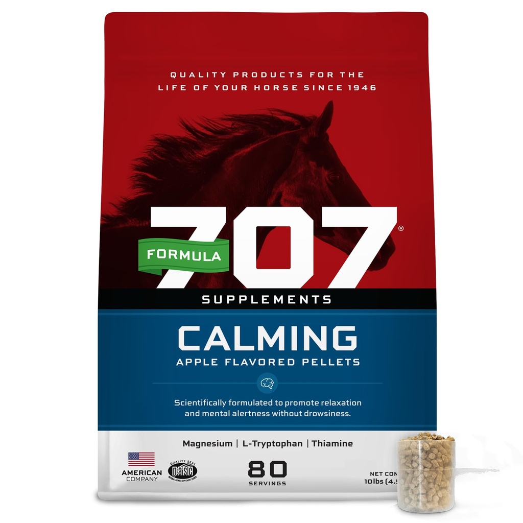 フォーミュラ707 Calming Equineサプリメント10 lbバッグ – 80 サービング – 馬のための不安な救済と強化された焦点 – L-Tryptophan, チアミン&マグネシウム