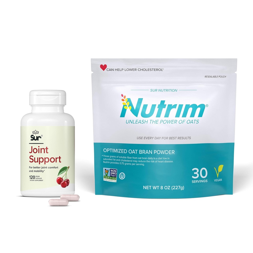 Sur Nutrim Oat Bran Powder with 750mg Beta Glucan perサービングジョイントサポートFreseX-B Tartチェリーカプセルバンドル