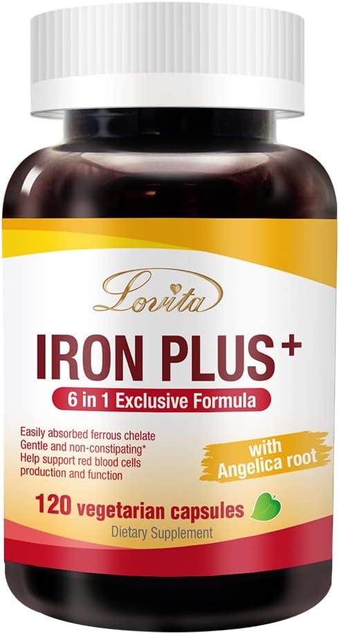 ロビタ鉄 18 mg, 6 に 1 女性のための鉄のサプリメント, ビタミンC, ドンキア & B12, 便秘なしで赤血球産生をサポートするビーガンビタミン, 120 カプセル