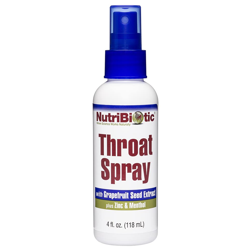 NutriBiotic - GSEと喉のスプレー、4 Fl。 Oz | グレープフルーツ種子エキス、亜鉛&メンソールとのゲノムとソーシング ソア 喉のサポート | アルコールフリー&非医学