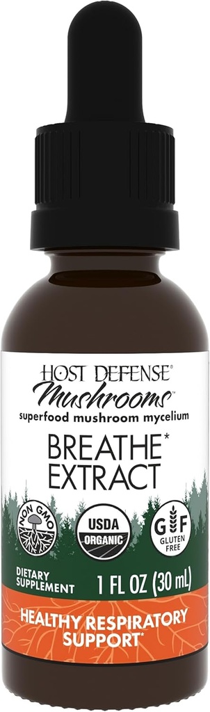 ホストの防衛Breathe*のエキス-免疫及び呼吸器サポートきのこの液体の補足-Chaga、Reishi及びCordycepsが付いている草の肺の健康の補足- 1つのflのoz (30サービング)*
