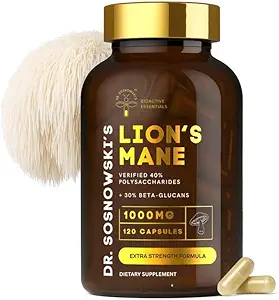 Dr Sosnowski's BioActive Lion's Mane Mushroom Capsules | Potent 1000mg High Strength Lion's Mane Extract (120 Capsules)