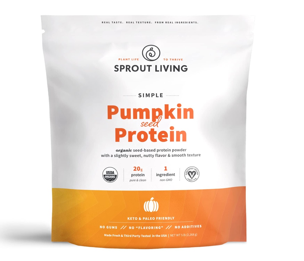 Sproutの生きている簡単なカボチャの種の蛋白質の粉、20グラムの人工的な甘味料なしで有機性植物によって基づく蛋白質の粉、非酪農場、非GMO、完全菜食主義者の、グルテンフリー、Ketoの飲み物の組合せ(5ポンド)