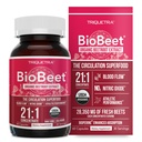 BioBeet® 最大強度ビートルートカプセル - 21:1 コンセントレート、28,350 mg有機ビートルートから派生する各サービング - BioPerine®ブラックペッパーエキス(60カプセル)による吸収強化