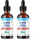 LIQUIDHEALTH USDAの有機性イオン亜鉛高い効力の低下-大人ののためのミネラル液体のビタミンの補足を、子供-免疫及び消化器系サポート、皮及び傷の健康-米国は、作りました、ビーガン、非GMO (2パック)