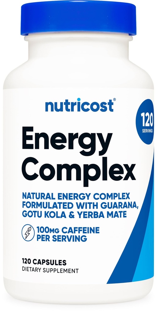 Nutricostナチュラルエナジーピルコンプレックス120カプセル、100mgカフェイン - グルテンフリー - 非GMO