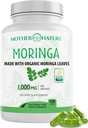 Mother Nature Organics Moringa Capsules – Organic Moringa Leaf Powder, Single Origin, Energy & Immune Support, Metabolism, Focus, Vitamin C – Vegan, 500mg, 120 Capsules
