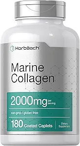 ホルバハチマリンコラーゲンペプチド2000mg | 180カプレットカプセル | カルシウム1型 | 非GMO、グルテンフリーサプリメント