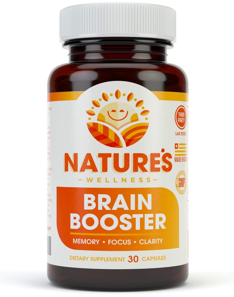 Natures Wellness Brain Booster | 高められた焦点、記憶および精神的な明快さのための自然な認知増強物 | ノトropics脳の補足 | DMAE、Rhodiola Roseaのエキス、Bacopa Monnieri、Ginkgo Biloba
