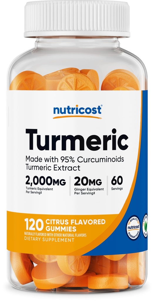 Nutricost ターメリック ガミー 2,000mg タメリックパーサービング(120 ガミー) - 60 サービング
