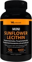 MLナチュラルミニひまわりレシチン1000mg 120Softgels、簡単にスワロー、脳の健康をサポートします。 非GMO、NSF認証およびcGMP準拠