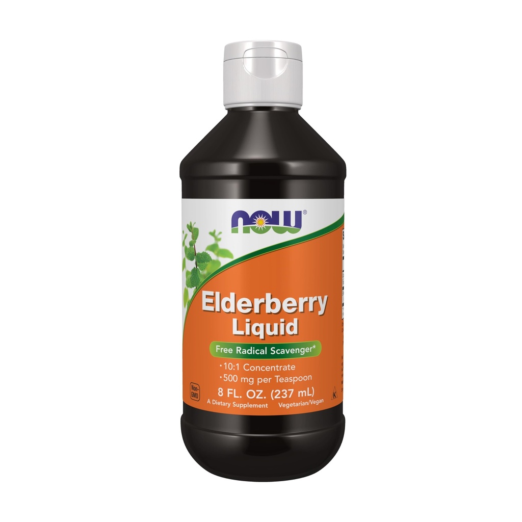 NOWの食糧補足、Elderberryの液体500のmg、10:1のコンセントレイト、自由なRadeicalのScavenger*、8Ounce