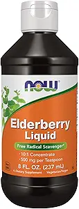 NOW Foods Supplements, Elderberry Liquid 500 mg, 10:1 Concentrate, Free Radical Scavenger*, 8-Ounce