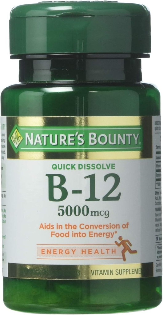Nature's Bounty ビタミン B-12 5000 mcg、40 の速い分解のタブレット(3)のパック