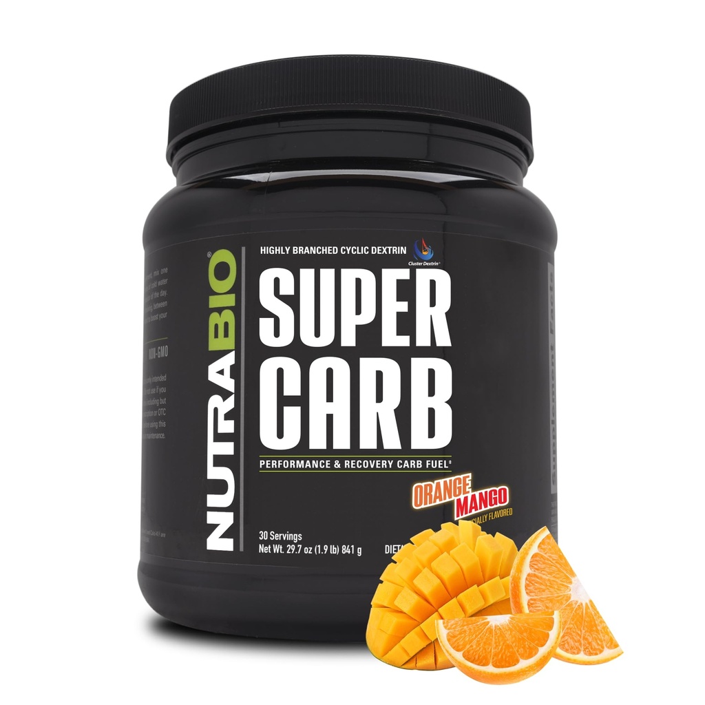 NutraBioスーパーカーブ、クラスターデキストリン&電解液、ワークアウト燃料、性能、筋肉回復、循環デキストリン、オレンジマンゴー、30 Sv のための高度な炭水化物パウダー