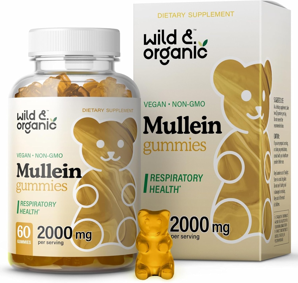 Lungs 2000mg - Lung Detoxとクレンジングのためのワイルド&オーガニックムレインガミー - ビーガンムレインリーフガミー - 60非GMOハーブエキスチュー