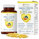 オメガ3トリプル強度EPA DHAサプリメント - 2500mgレモン風味バープレスフィッシュオイル - 高効力900mg EPA 600mg DHAは、循環、脳、心臓、目、皮膚、骨、関節をサポート - 120Softgels