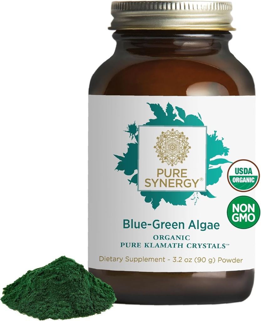 PURE SYNERGY Blue-Green Algaeパウダー | クロロフィルのスーパーフードパウダー | オーガニック AFA Blue Green Algaeサプリメント | エネルギー、メンタルクラリティ、解毒(3.2 oz)をサポート