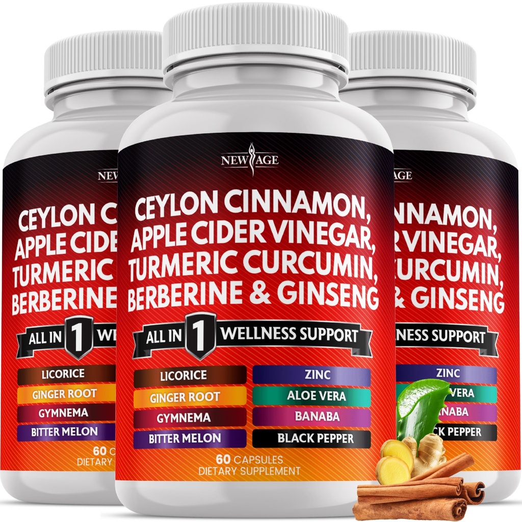 セイロンシナモン、ターメリック、Apple Cider Vinegar、Ginseng、アロエベラ、バナバ、ジンジャールート - 180カウント