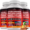 セイロンシナモン、ターメリック、Apple Cider Vinegar、Ginseng、アロエベラ、バナバ、ジンジャールート - 180カウント