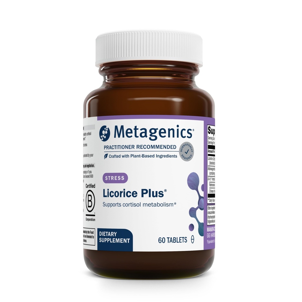 Metagenics Licorice Plus - Licorice Root、Ashwagandha、Rehmannia&Chinese Yam - Non-GMO、グルテンフリー、ベジタリアン - GMP認定施設 - 60錠
