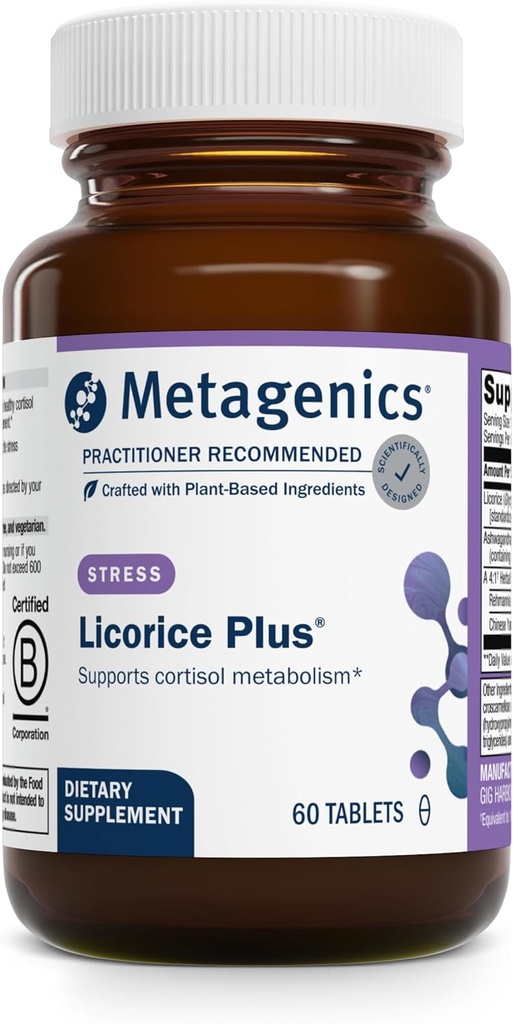 Metagenics Licorice Plus - Licorice Root、Ashwagandha、Rehmannia&Chinese Yam - Non-GMO、グルテンフリー、ベジタリアン - GMP認定施設 - 60錠