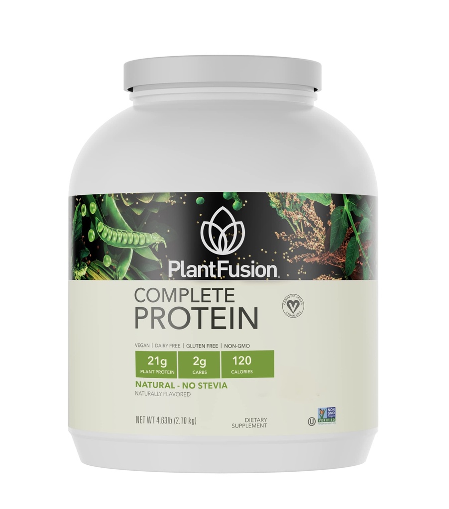 PlantFusion完全ビーガンプロテインパウダー - BCAA、消化酵素とエンドウ豆タンパク質 - Keto、グルテンフリー、非酪農、砂糖、非GMO - ナチュラル - ステビア5ポンドバルク