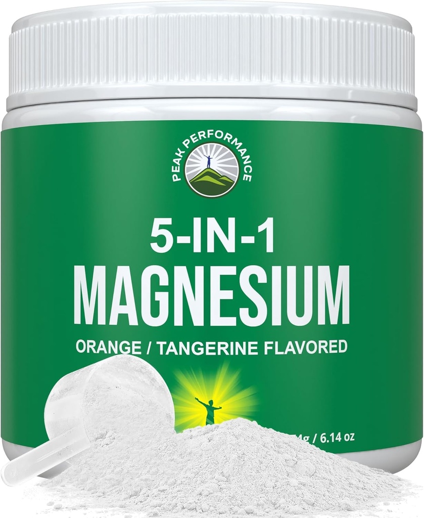 女性及び人のための5-in-1マグネシウムの粉の飲み物。マグネシウムのGlycinate +クエン酸塩+マレート+ケレート+タウレート。 筋肉弛緩のための偉大なTastingビーガンサプリメント, 睡眠, ランプ. オレンジ味