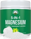 女性及び人のための5-in-1マグネシウムの粉の飲み物。マグネシウムのGlycinate +クエン酸塩+マレート+ケレート+タウレート。 筋肉弛緩のための偉大なTastingビーガンサプリメント, 睡眠, ランプ. オレンジ味