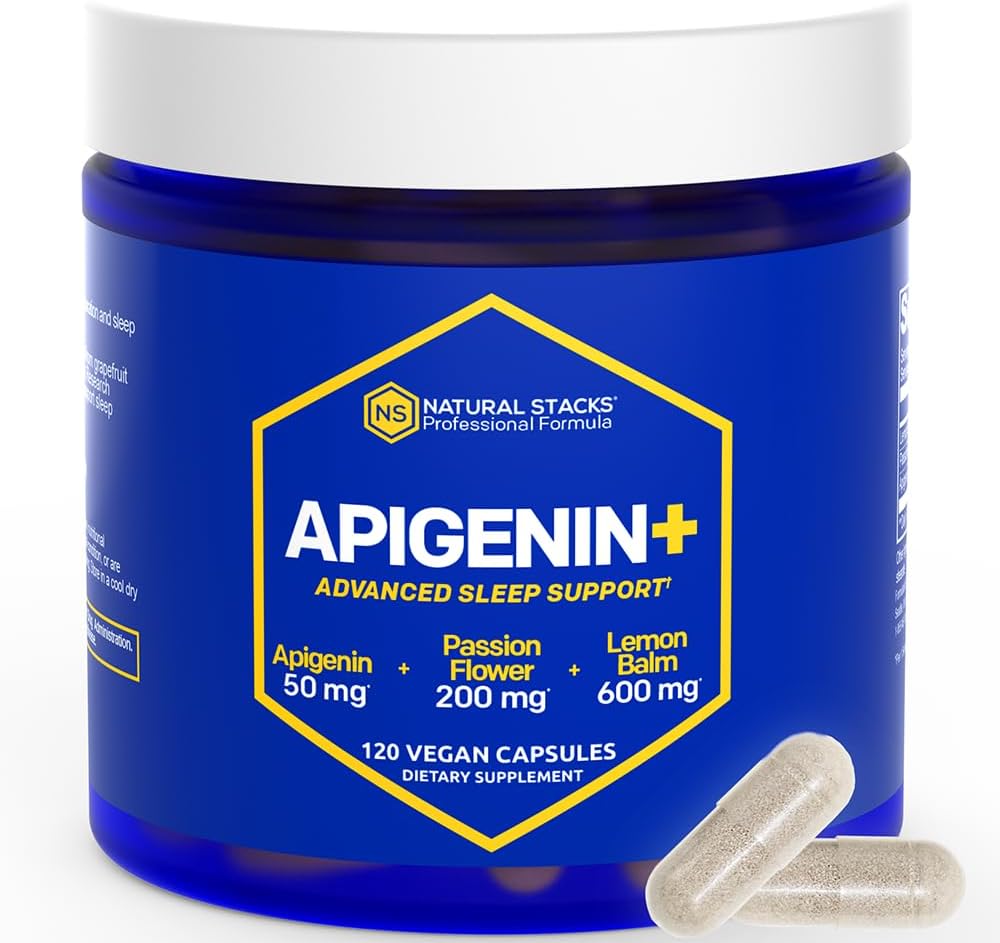 睡眠のための自然なSTAKS Apigeninの補足- 50mg Apigenin及び600mgのレモン バルム- Melatoninの自由な睡眠援助-圧力サポートのための情熱の花のエキスを使って* - 120のレモン バルムのカプセル