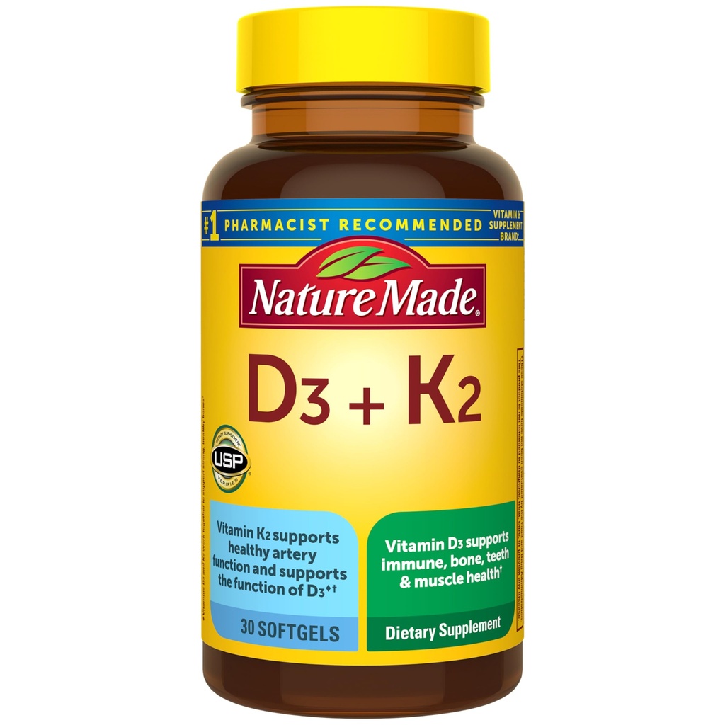 自然はビタミンD3 K2の補足、骨、歯、筋肉および免疫サポートのための5000 IU (125 mcg)のビタミンD、30 D3およびK2のSoftgels、30の日の供給をしました
