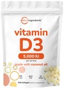 マイクロ成分 ビタミンD3 5,000 IU、500 Softgels | バージンココナッツオイル | コレカルシフェロールフォーム | 骨、免疫&ハートサポート | 飲みやすい、非GMO