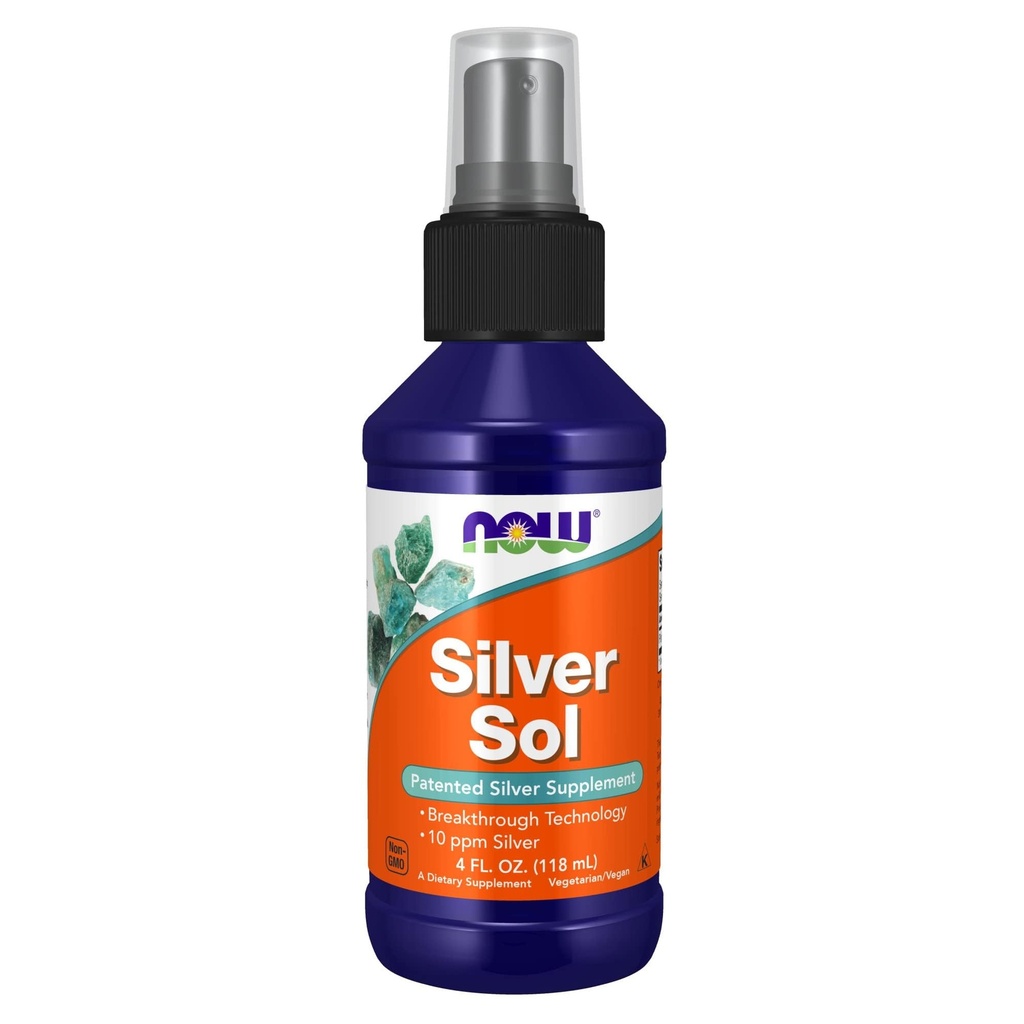 NOWの食糧は元素の銀およびDeionized水、液体、4-Ounceの銀製SOL 10 PPMを補います