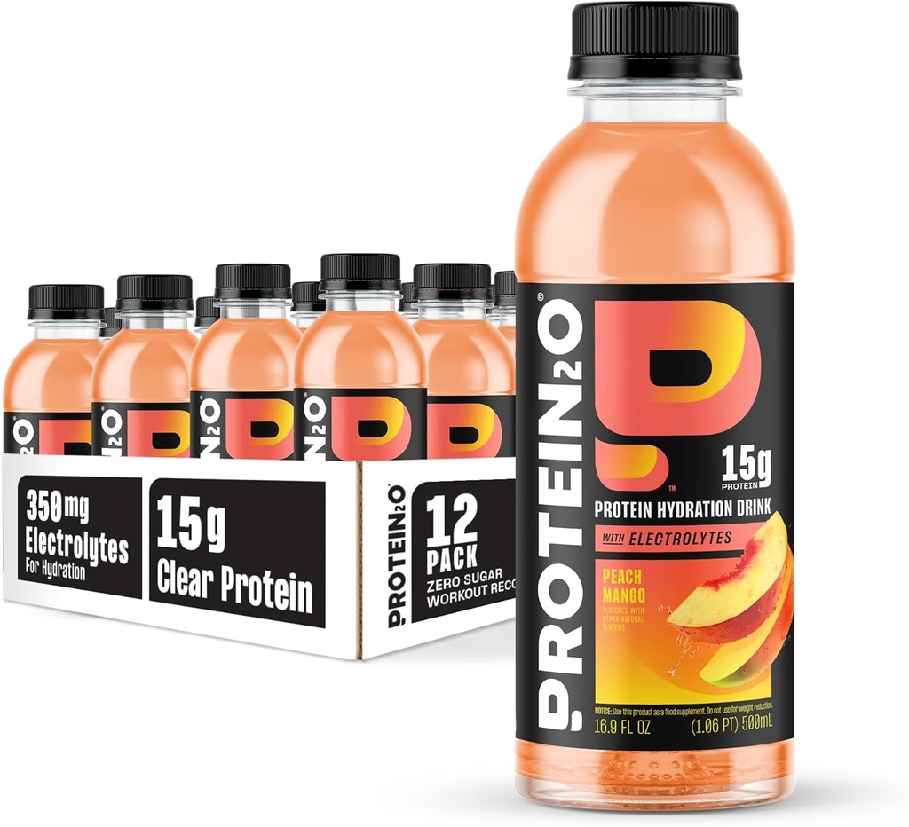 Protein2o 15gの粘着性がある蛋白質によって注入される水、Peach Mango、16.9 Ozのびん(12のパック)