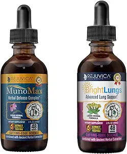 MunoMax & Bright Lungs - Advanced Immune & Lung Support Supplement - Liquid Delivery for Better Absorption - Elderberry, Lobelia, Echinacea, Turmeric, & More!