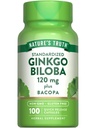 Nature's Truth Ginkgo Biloba 120mg | Plus Bacopa | 100 クイックリリースカプセル | 標準化エキス | 非GMOとグルテンフリーサプリメント