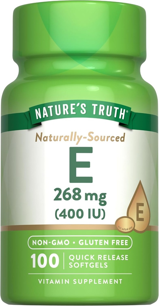 Nature's Truth Vitamin E 400 IU Softgels | 268mg | 100カウント | 非GMO&グルテンフリーサプリメント