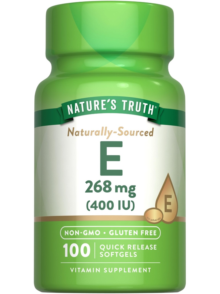 Nature's Truth Vitamin E 400 IU Softgels | 268mg | 100カウント | 非GMO&グルテンフリーサプリメント