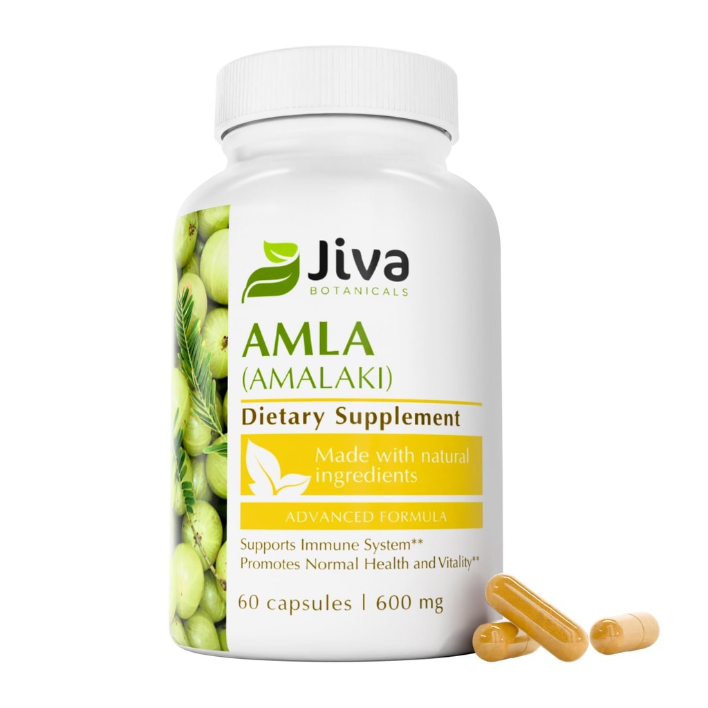 Jiva Botanicals Amlaカプセル(アマラキ) - 60ビーガンカプセル - Amlaパウダー - インドGooseberryサプリメント