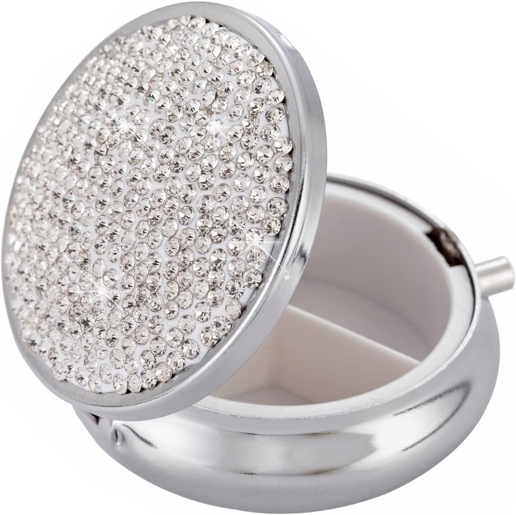 薬のオルガナイザー箱のポケット薬局のBling旅行丸薬の箱はPurseの小型丸薬のホールダーのオルガナイザーのビタミン(銀)のための小さい丸薬の容器を錠剤にします