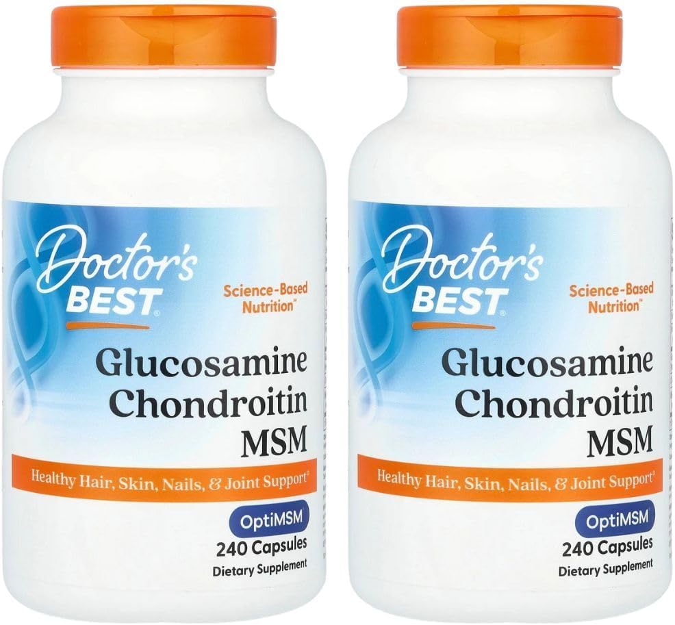 Doctor's BEST Glucosamine Chondroitin MSM - Joint Health Support Supplement for Women & Men, Nutritional Support for Joint Strength, Hair, Skin, & Nails, Gluten Free, Non GMO - 240 Capsules (2 Pack)