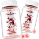 ビタミンADK + B12グミーサプリメント: ビタミンD3 K2 (MK-7) 男性女性のためのB12とChewableビーガンマルチビタミンサポート骨の脳免疫皮膚目の心砂糖無料ラズベリー風味2パック