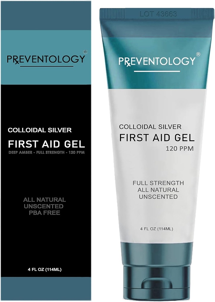 PREVENTOLOGYコロイドシルバーゲル - 最大効能のためのフル強度ディープアンバーム120 PPM - 必要に応じてトップに使用 - pHバランス - 無香 - 100%ナチュラル - (4oz)