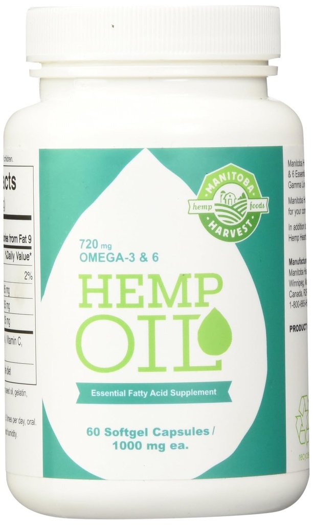 マニトバ収穫麻油、60ソフトゲルカプセル(3パック)