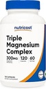 Nutricost Triple Magnesium Complex (300mg, 120 Capsules) - from Di-Magnesium Malate, Bisglycinate and Citrate, 60 Servings