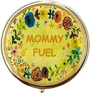 AmyZoneの金属の丸薬のオルガナイザー旅行友好的で携帯用密集した丸薬箱のビタミン/Tylenol/魚油/補足/財布/ポケット(Mommyの燃料円形)のためのタブレット